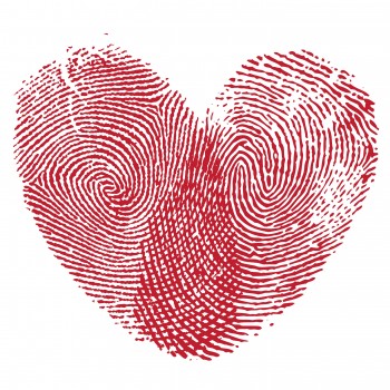Vector heart, man and woman fingerprint valentine romantic background. Design element.